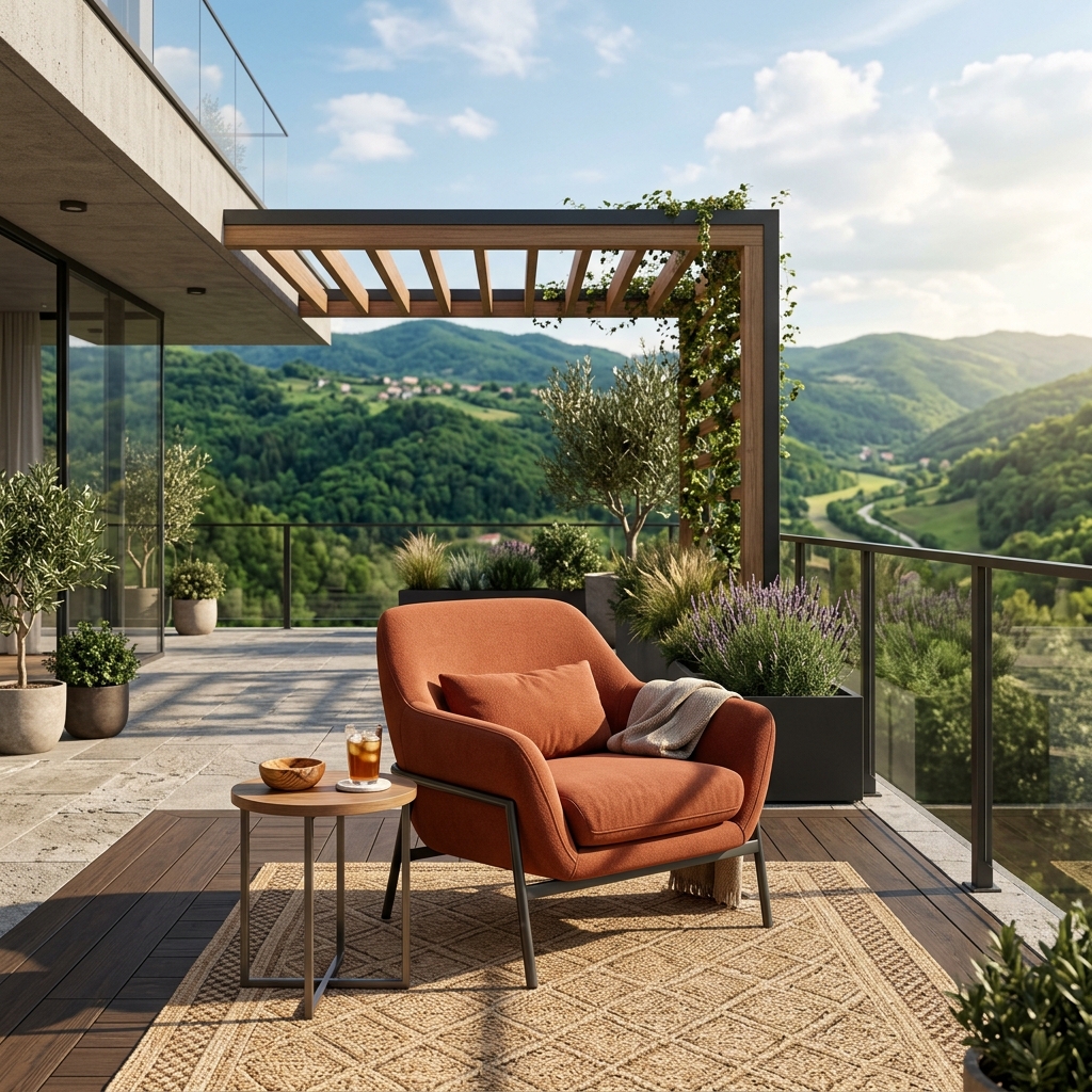 Rust Orange Modern Armchair